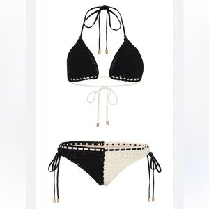 Zimmermann Black and White Crochet Bikini Set
